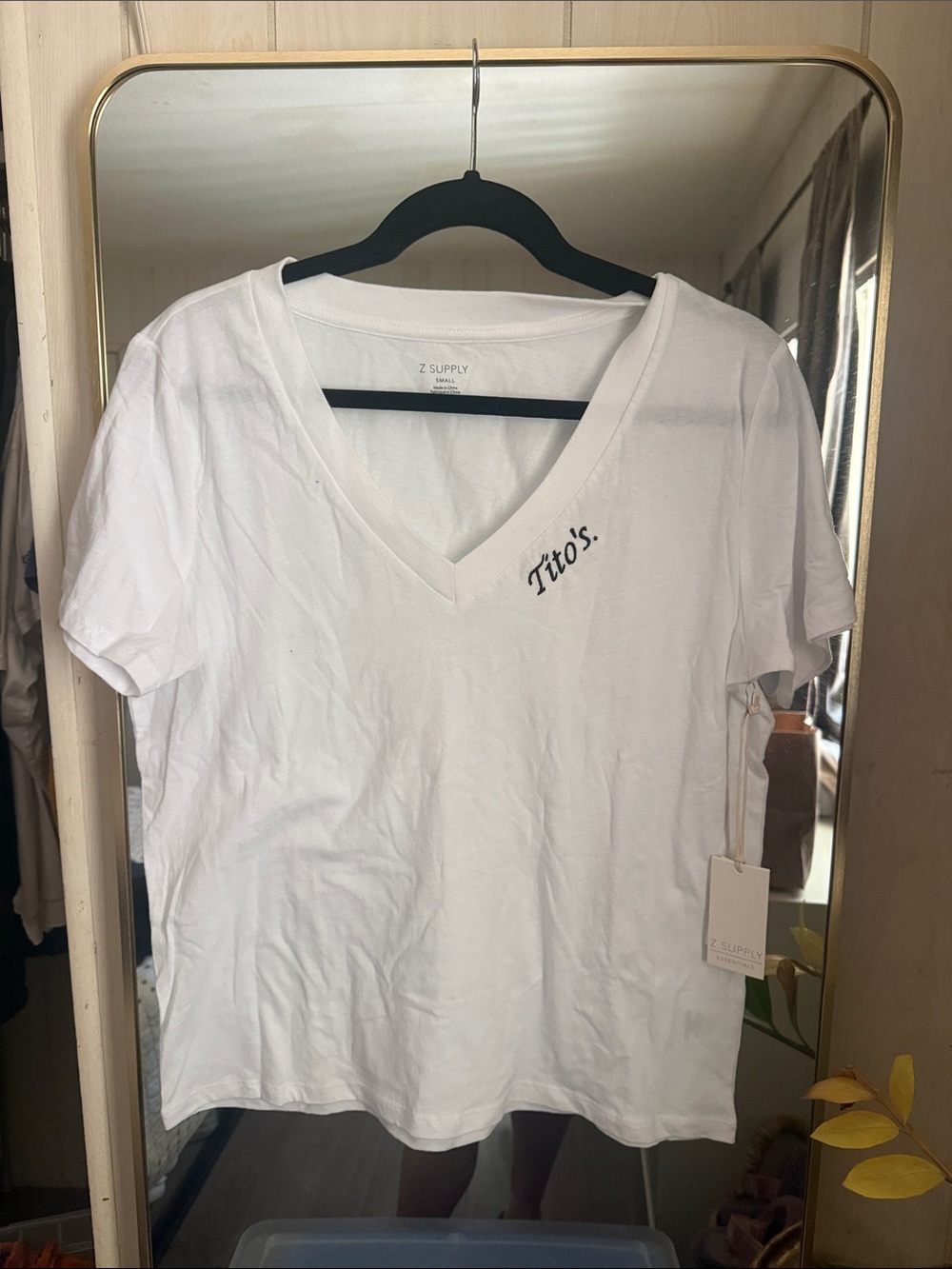Z Supply White V-Neck Tito's Logo Tee